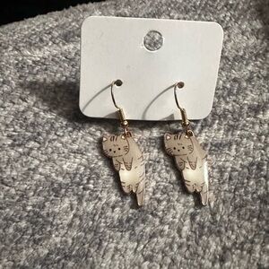 Gray Kitten Dangle Earrings Cat Kawaii
